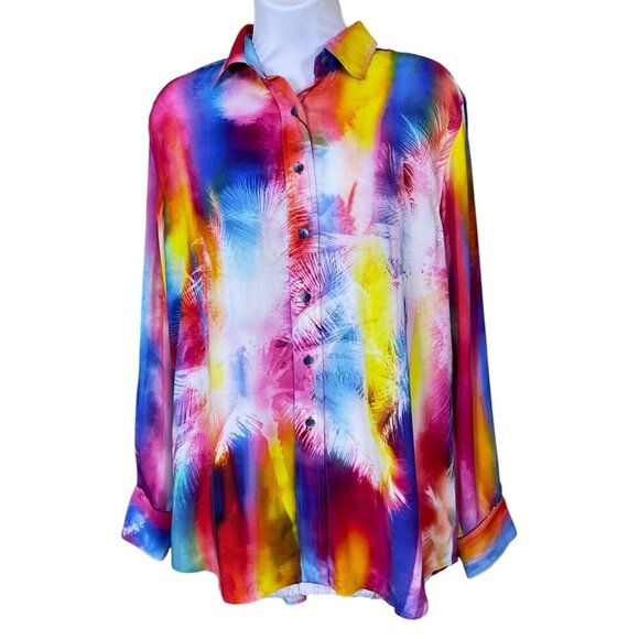 Robert Graham Ladies Long Sleeve Carrie Button Front Tropical Print Shirt Small - Picture 1 of 12